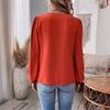 Fashion V-neck Lace Solid Color Long-sleeved Casual T-shirt Women's Top