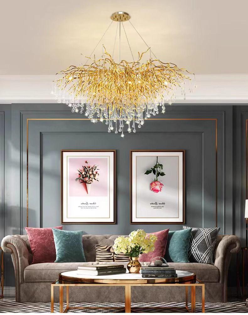 Elegant French Luxury Crystal Chandelier with Water Drop Design for Dining Rooms and Villas