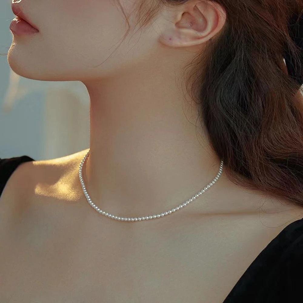 New Beads Neck Chain  Pearl Choker Necklace Gold Color Goth Chocker Fashion Jewelry Collar For Women Girl Party Gifts