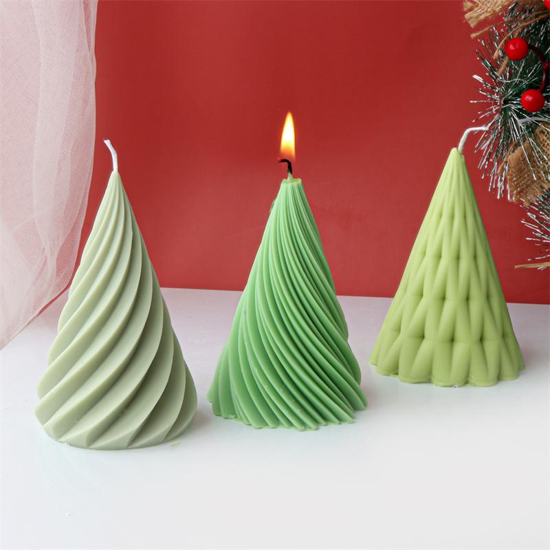 Geometrischer Weihnachtsbaum Silikon Kerzenform Gedrehte Welle Geometrische Form Gips Kerzenherstellung Weihnachten Heimdekoration