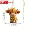 2D art cow pendant for Christmas trees. A versatile animal-themed holiday decoration.