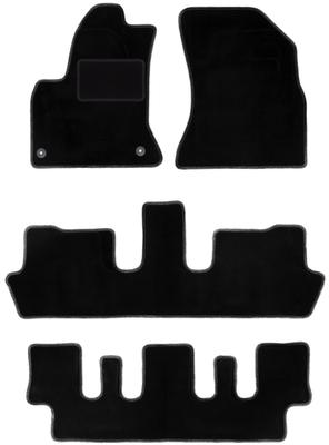 Black Velour Floor Mats For: Citroen C4 Grand Picasso 7 Seats (2006-2013)