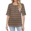 Shirts For Women Trendy Round Neck Button T Shirts Printed  Blouse Half Sleeve Tops For Women