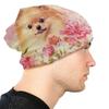 Winter Warmer süßer Pomeranian Deutscher Spitz mit Blumen Motorhaube Femme Beanie Mütze Hippie Haustier Hund Outdoor Ski Skullies Beanies Cap