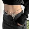 Romantic Crysta Butterfly Waist Chain For Women Beaded Pearls Tassel Metal Belt Female Lady Body Chains Dress Decor Waist Strap