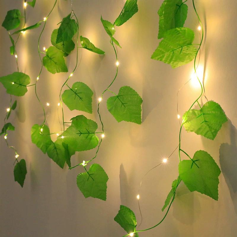 Flower Green Leaf String Lights Artificial Vine Fairy Lights Battery Powered Christmas Tree Garland Light for Weeding Home Decor