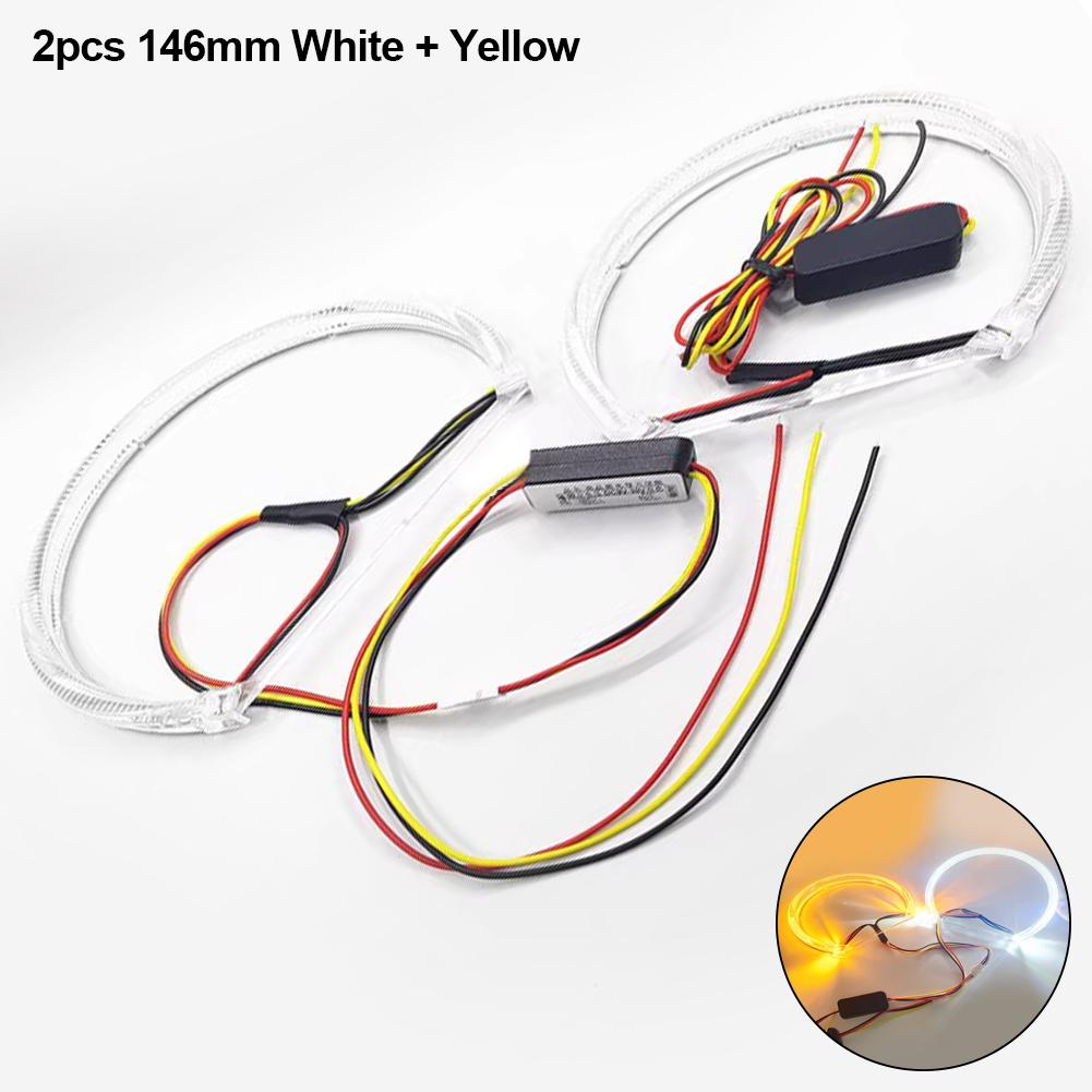 

2Pcs Car LED Angel Eyes Rings Daytime Light 131mm 146mm White Yellow Light For 3 Series E46 316i 318i 320d 323i 328i 330i 325xi 330d 1998-2005 2pcs 146mm White + Yellow