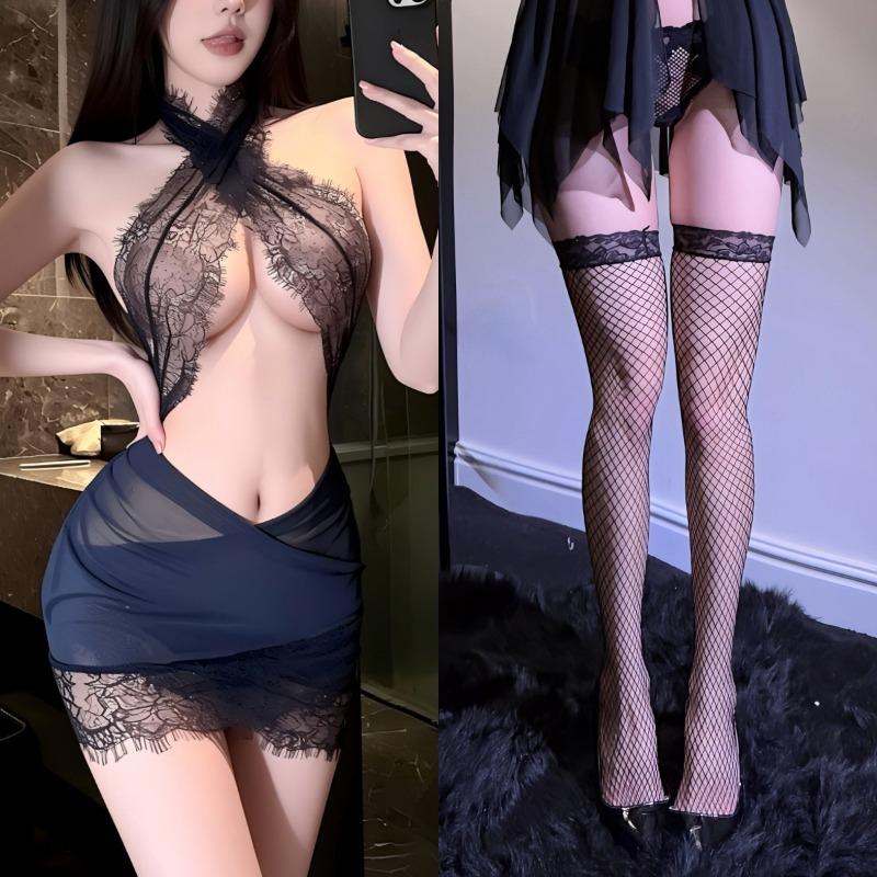 Sexy Lingerie Sexy Tight Lace Mesh Secretary Uniform Passion Free Perspective Pajamas Robe