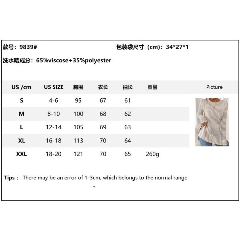 New Round Neck Slit Long Sleeve Versatile Casual Women's Bottoming Shirt T-shirt