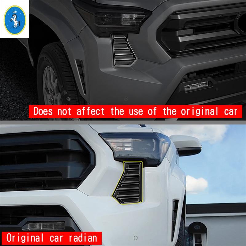 Black Auto Exterior Head Light Grille Air AC Outlet Vent Frame Decoration Cover Trim ABS Accessories For Toyota Tacoma 2024 2025