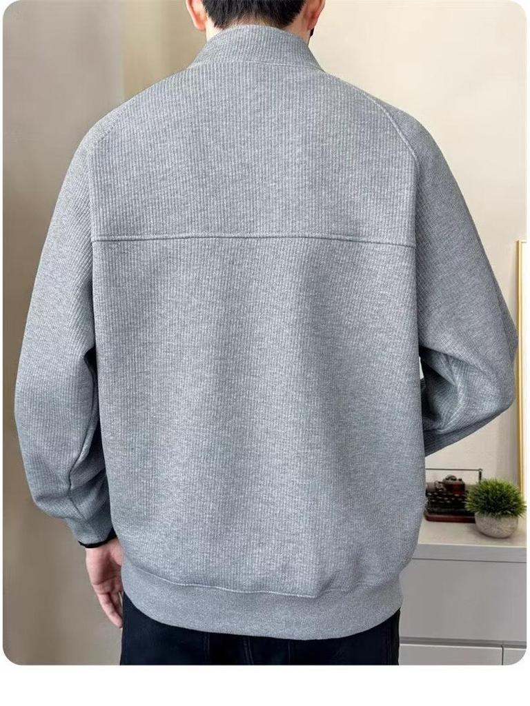 Men's 2024 Spring/Autumn Thickened Pullover Half-Zip Stand Collar Sweatshirt