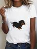 Black And Tan Dachshund With Heart Retro Y2k Funny Tshirt Female Summer Cute Cartoon Wiener Dog Fashion Tee Top Casual Tops 2k