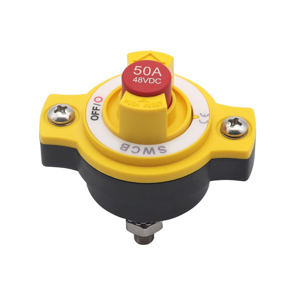 1PCS 2 In 1 50A 48V Battery Switch Circuit Breaker Splash Dust Proof IP66 &IP67