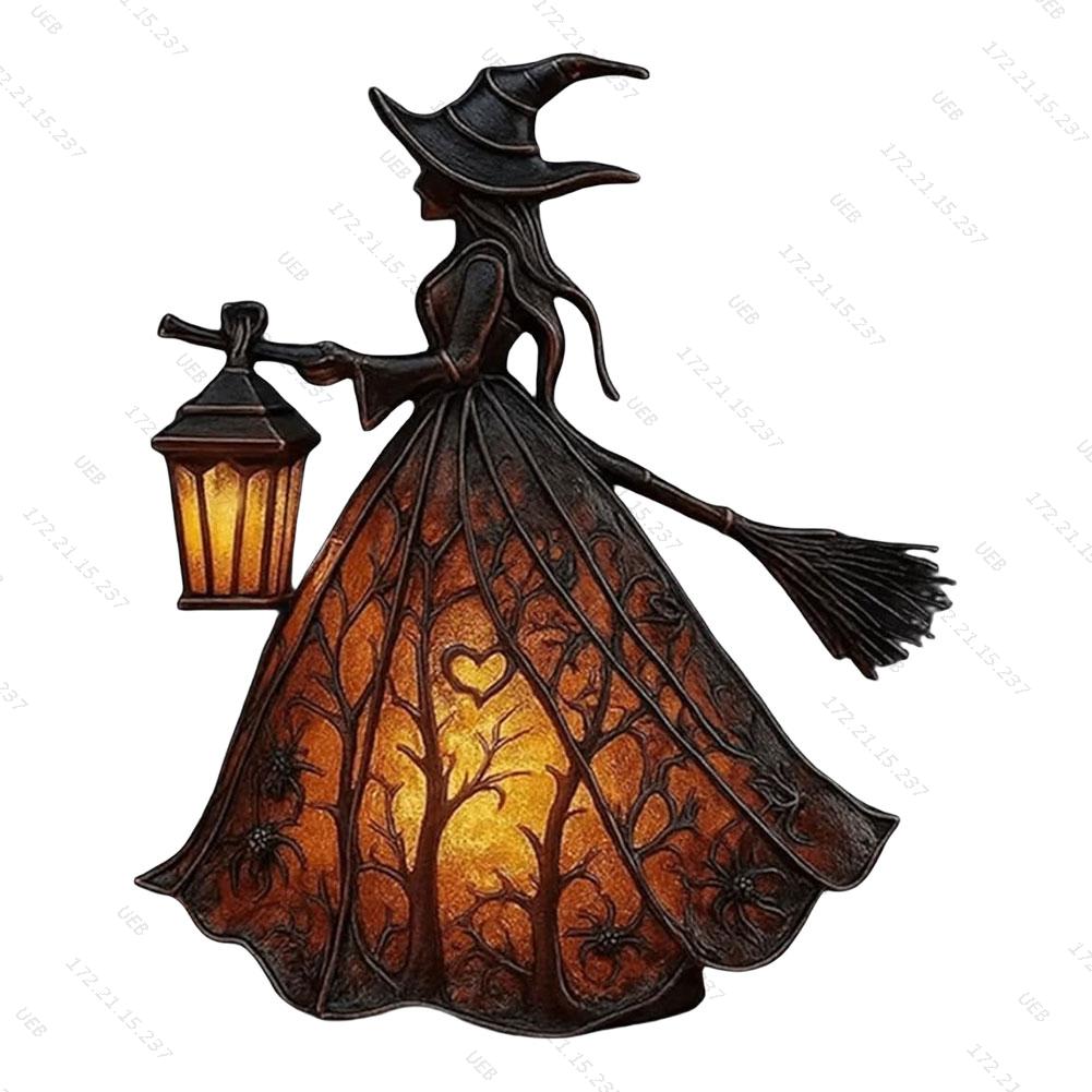 Resin Halloween Witch Lantern Spooky Lantern for Halloween Party Haunted House Decor Indoor Outdoor Festival Accessory
