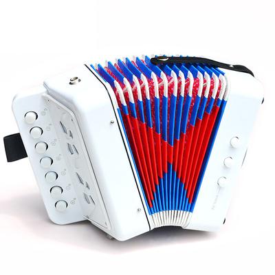 Acordeón de Juguete Acordeón para Niños Instrumento Musical 2 Bajos 7 Teclas para Niños Bebé Blanco