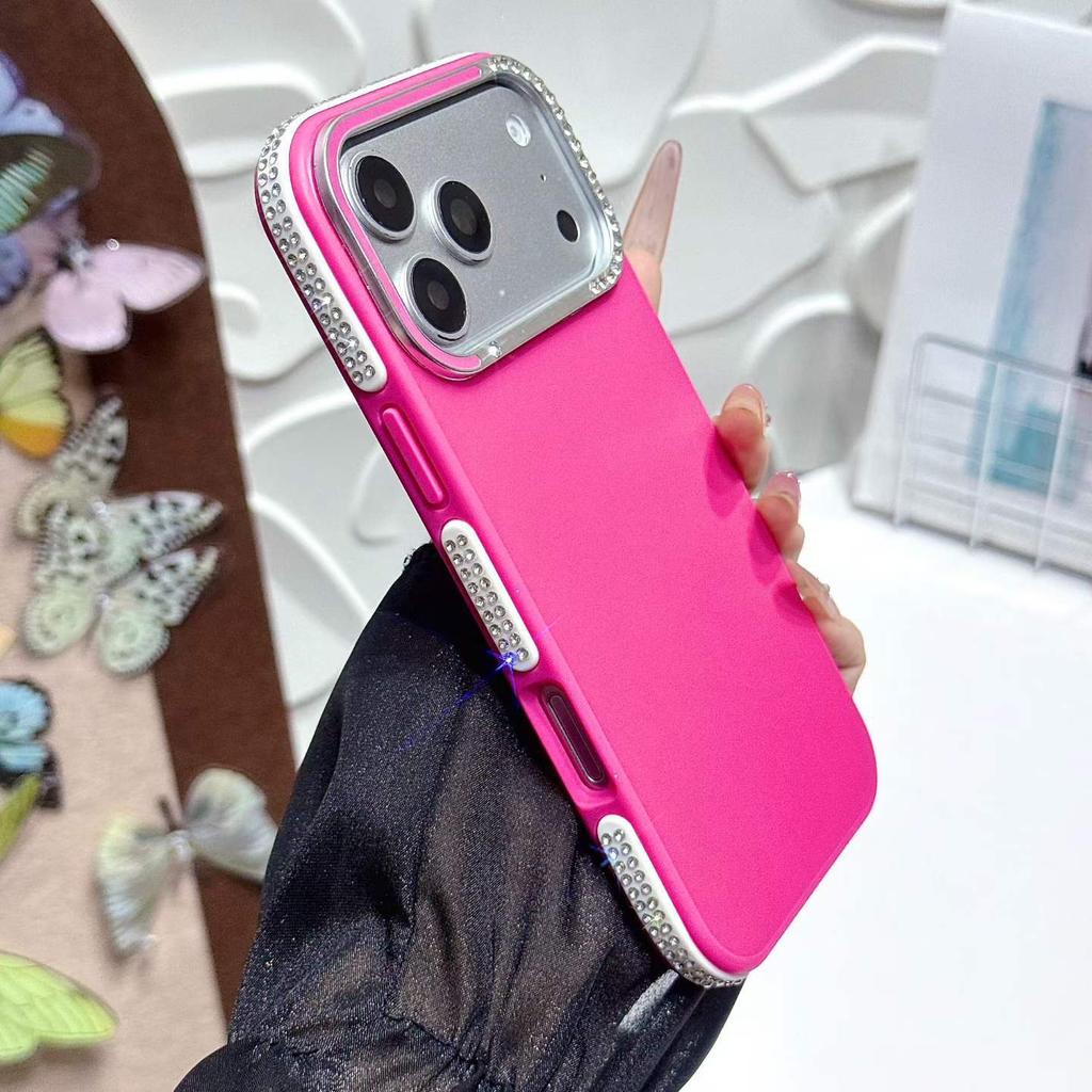 17 Applicable to iPhone16 Pro glare matte edge drill 15 mobile phone case Apple 14 anti-drop 13 protective case 12/11