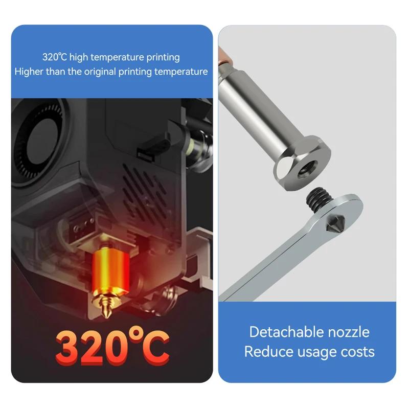 High Temp Wear Copper Brass Hardened Steel Nozzle Kit for Anycubic Kobra 3 Max Combo 0.2/0.4/0.6/0.8mm Hotend 3D Printer Parts.