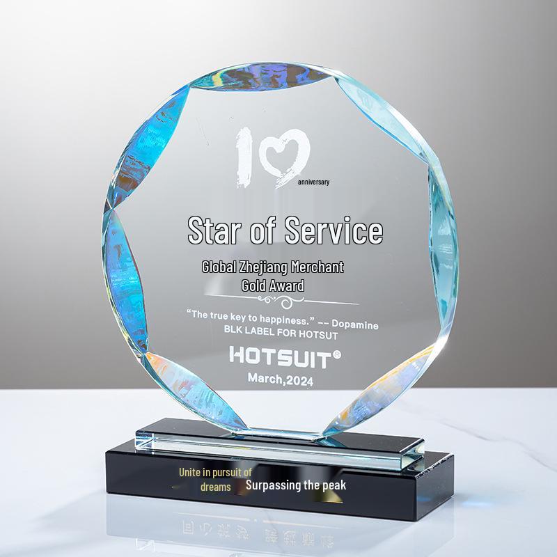 Premium Marble and Crystal Award Trophy: Outstanding Employee Sales Champion Souvenir