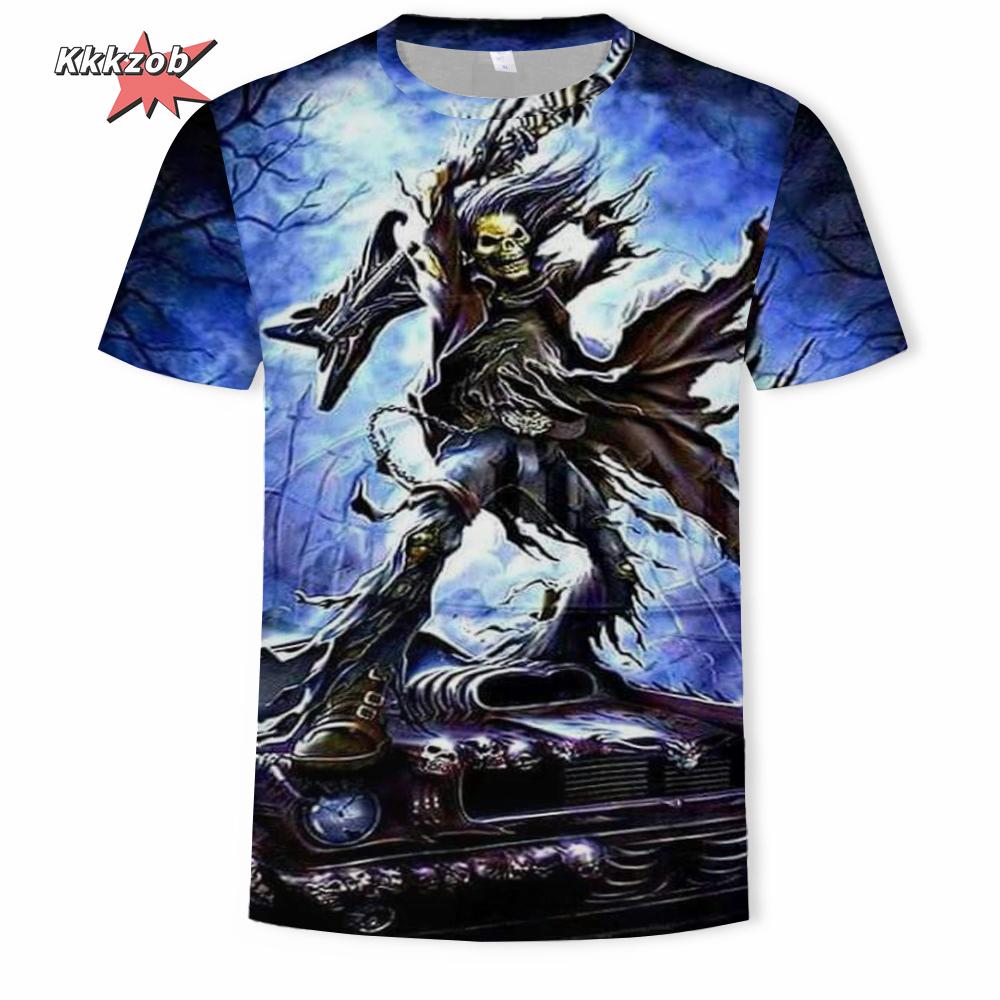 

Летний топ с круглым вырезом и принтом 3D-черепов, модные повседневные футболки с короткими рукавами для мужчин XXXL