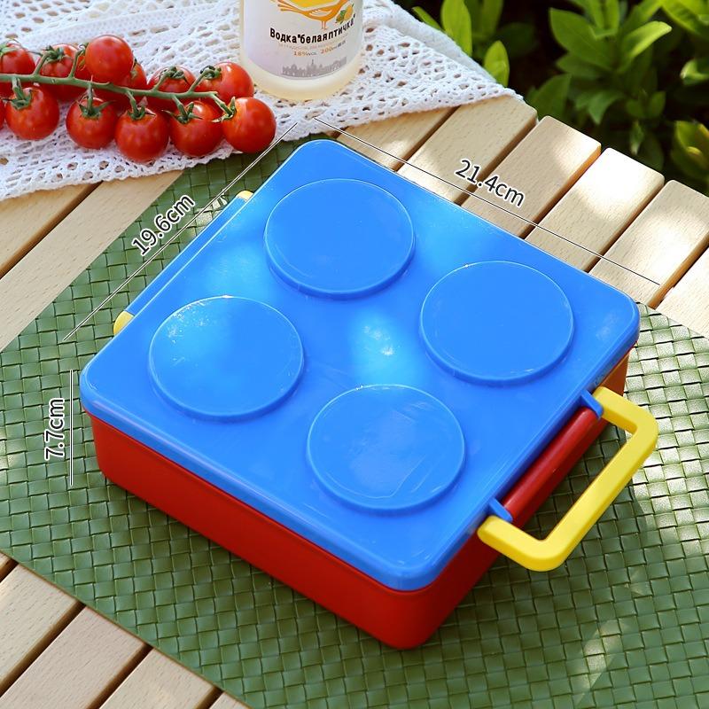 Creative Building Blocks Lunch Box Picnic Salad Bento Box Microwave Available Heating Student School Office Fruit Food Container