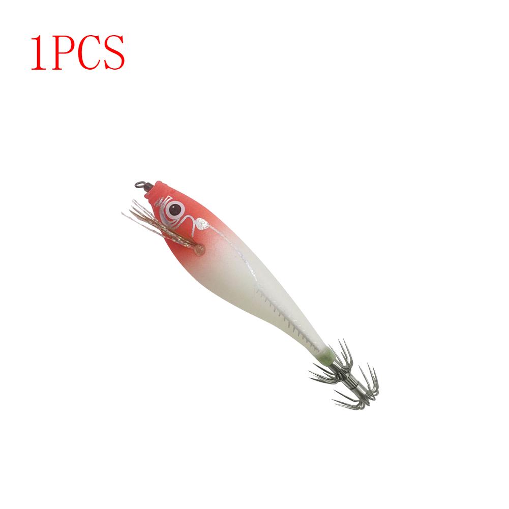 3 To 1 PCS Shrimp Fishing Bait Squid Fish Hook Wooden Octopus Fishing Bait Cuttlefish Artificial Fishing Bait Hard Bait Swinging Fishing Gear