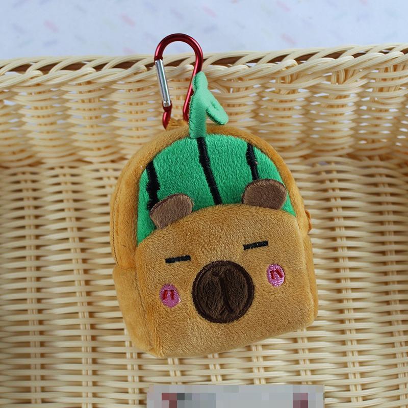 Capibara Fruit Hat Coin Purse Cartoon Fruit Version Capybara Coin Purse Plush Small Backpack Schoolbag Pendant