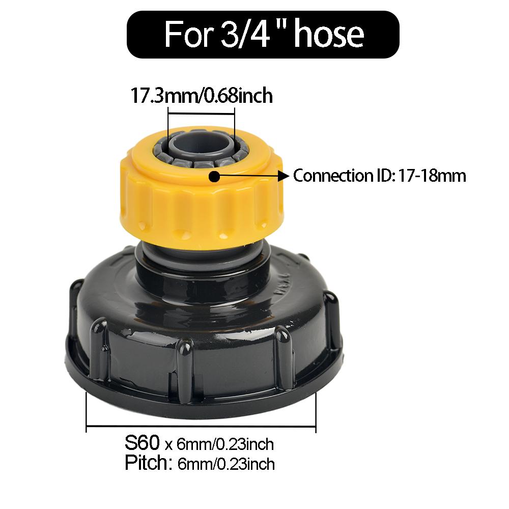 1000L IBC Tank Adapter with 1/2" and 3/4" Garden Hose Quick Connect - Universal Plastic Hose Faucet Connector Replacement Tool