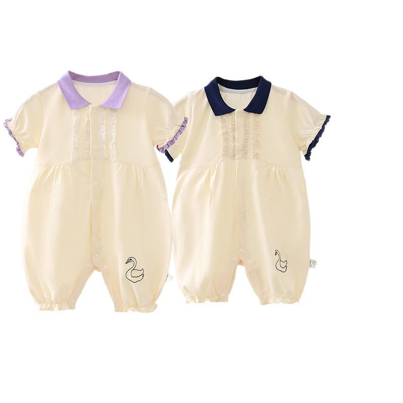 Antibacterial Summer Short-Sleeve Newborn Cotton Bodysuit