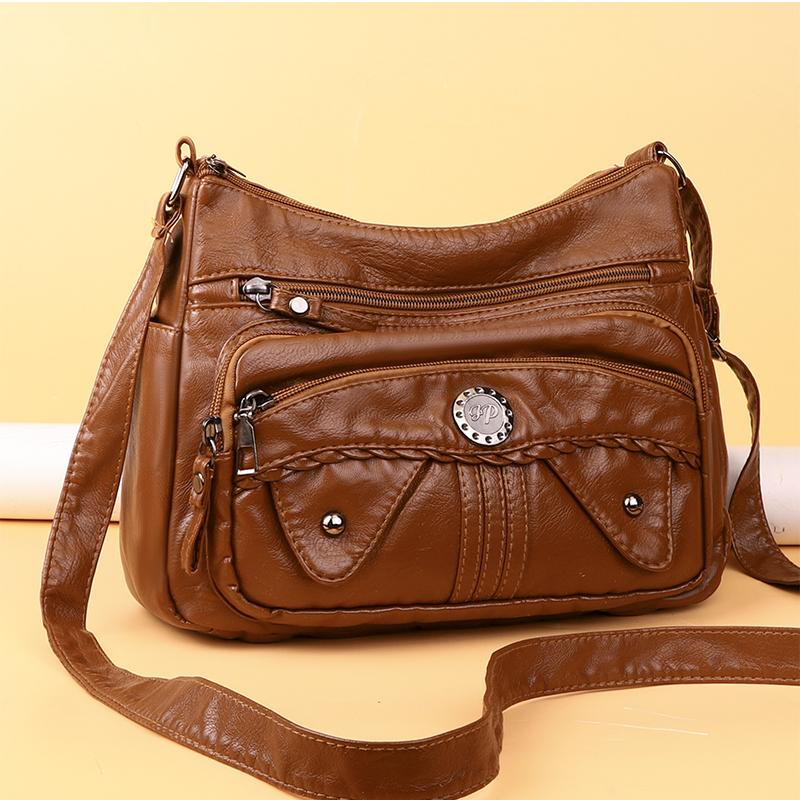 Weiche Leder Mehrfachfach Mehrfach-Taschen Schultertasche Damen Umhängetasche Muttertasche