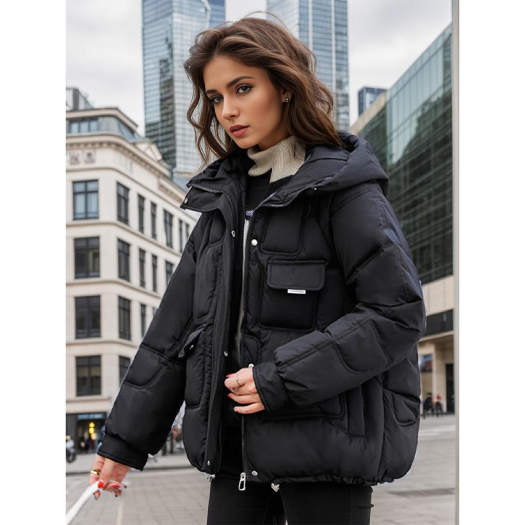 Short winter large size thickened multi-pocket padded jacket jacket