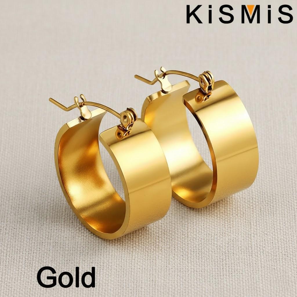 

Серьги-кольца из нержавеющей стали для женщин Классический дизайн с гладким кругом Золотой цвет Ювелирные аксессуары