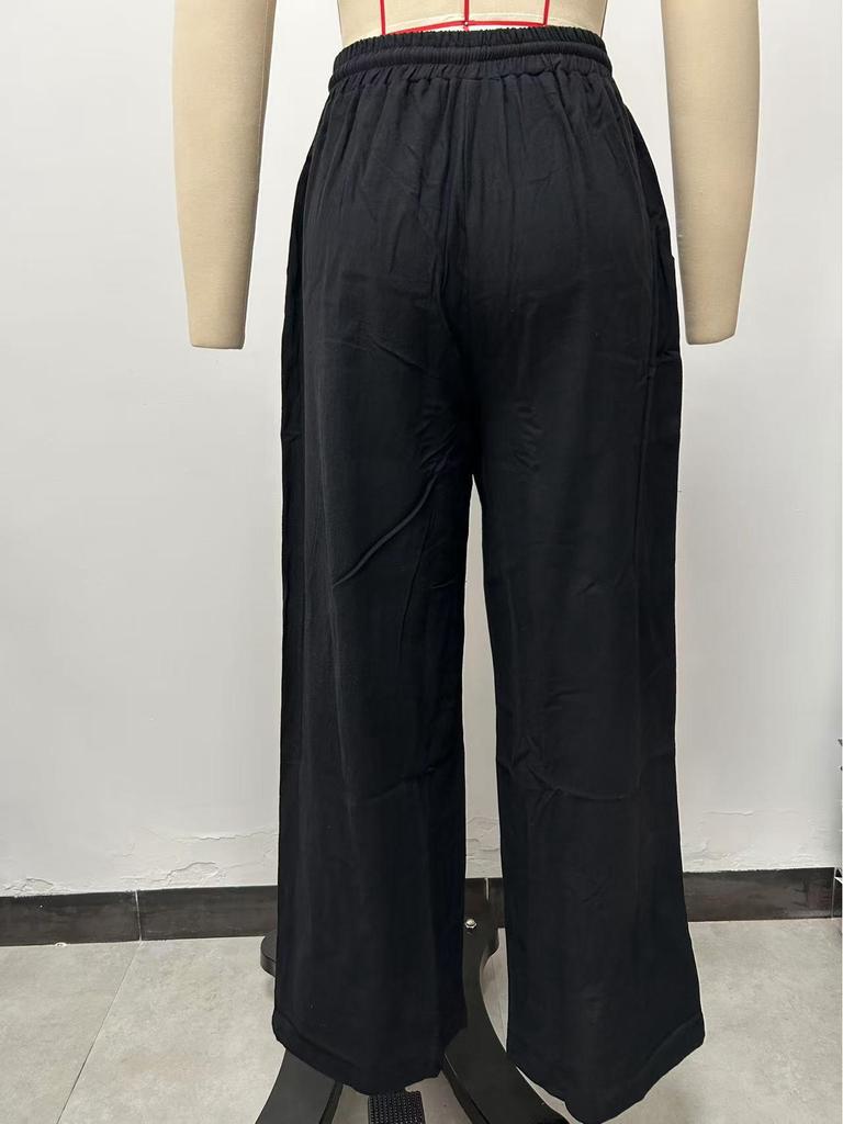 Dámské ležérní kalhoty s mikropřechodem, stahovací šňůrkou a širokými nohavicemi (2025)