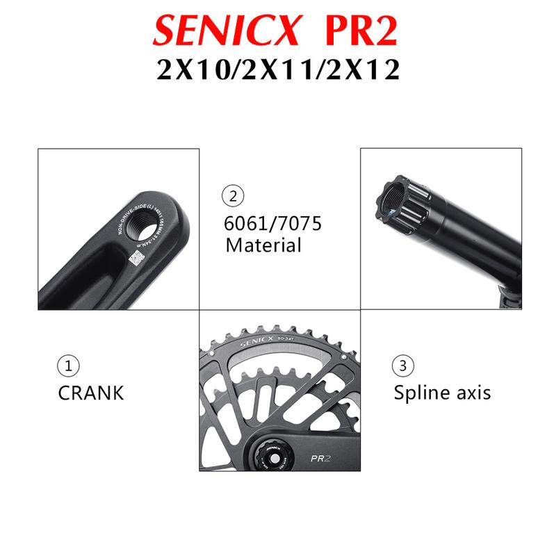 SENICX PR2 Road Bike Crank  Crankset 165/172/175mm CNC 50-34/52-36/53-39T 30/46T Double Chainring DUB Crankset