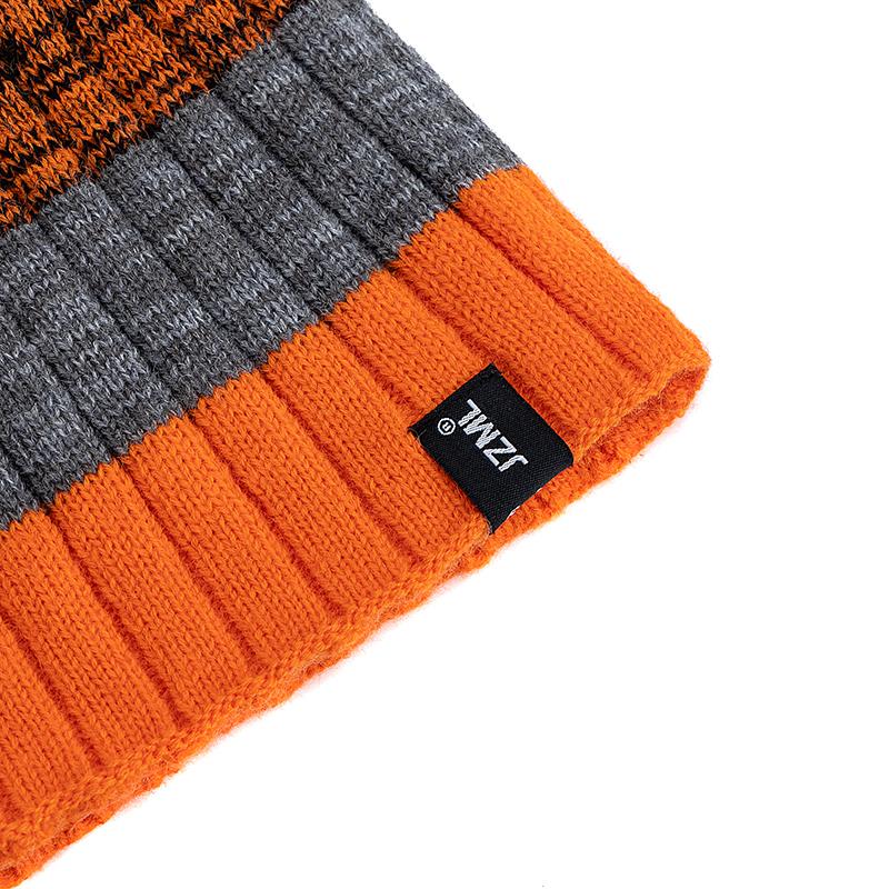 Unisex Mützenmütze mit Buchstaben-Etikett-Dekor, lässig, bunte Streifen, Winterstrickmütze, für den Alltag und Outdoor-Skisport