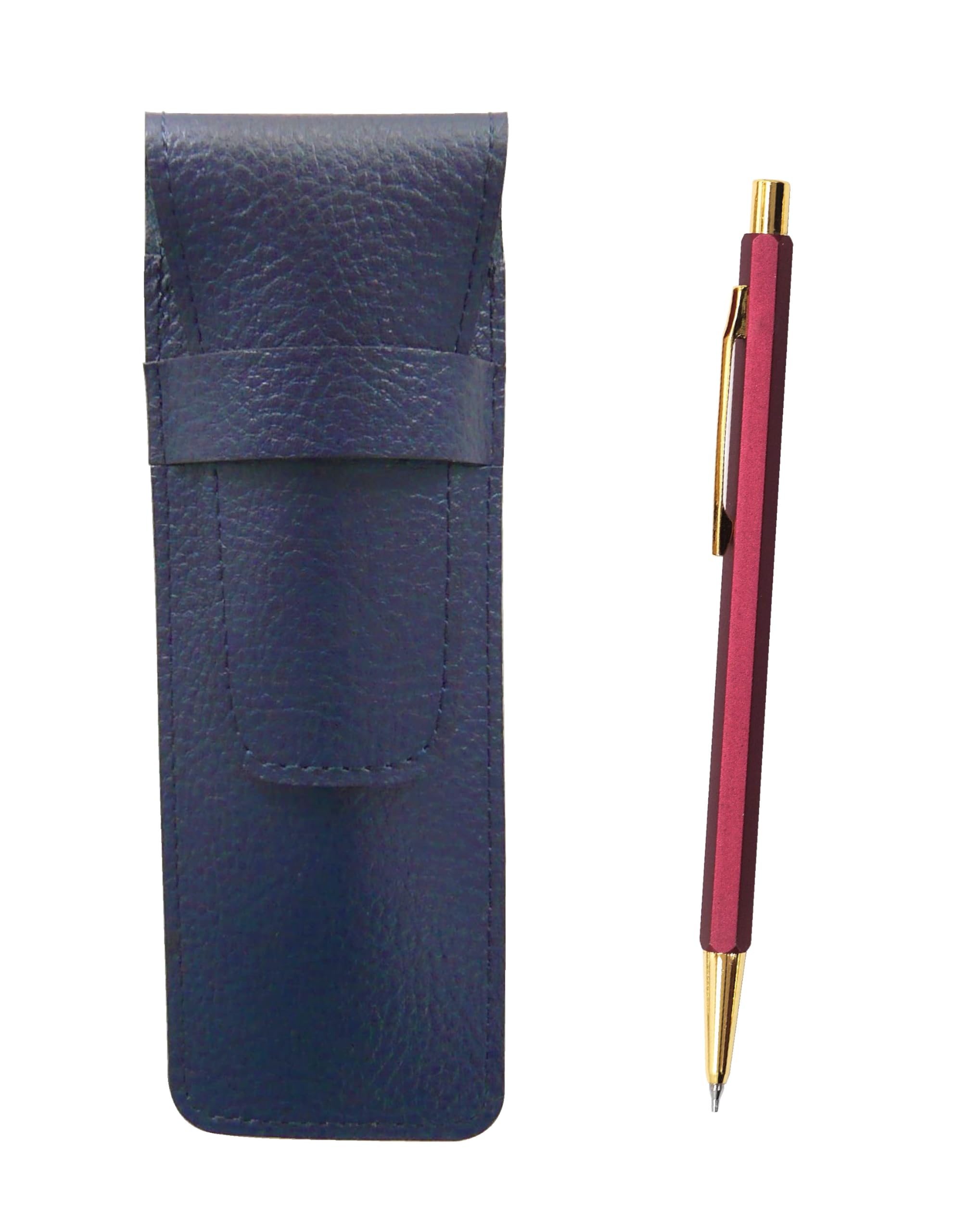 

Grained Leather Pencil Case Blue All Metal Metallic Wine Robust Hexagon Ladies Mechanical Pencil Set SASL-A6S