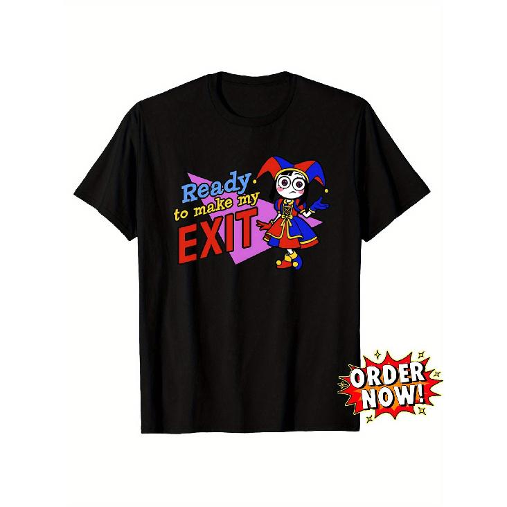 T-Shirt Printing Business Men S Funny Circus Clown Graphic T-Shirt Ready To Make My Exit Saying Tee With Red Clown Design Casual Everyday Costume S