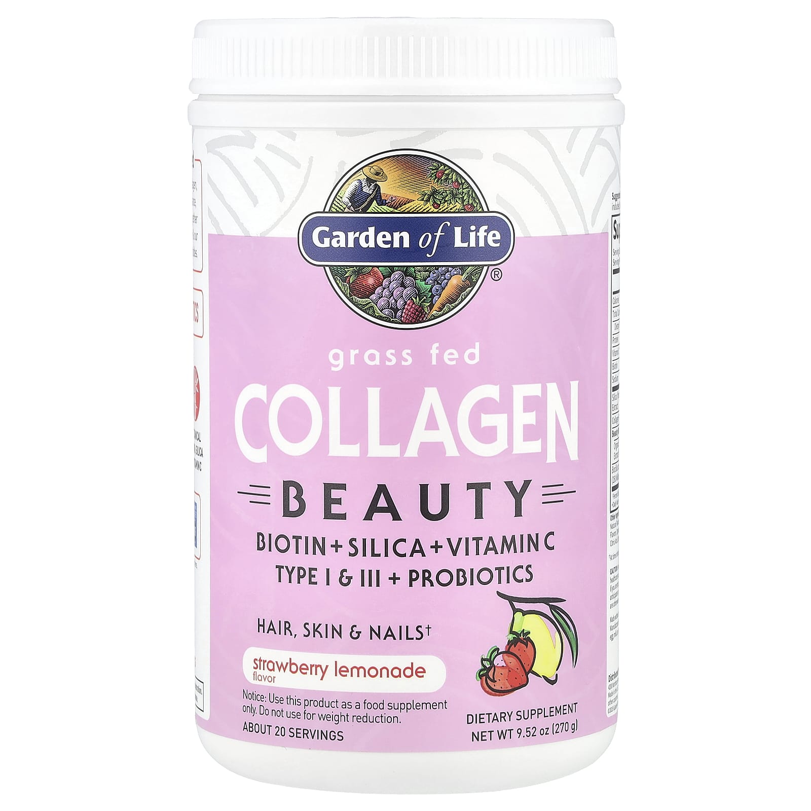 

Grass-Fed Collagen, Beauty, Strawberry Lemonade, 270G(9.52Oz)