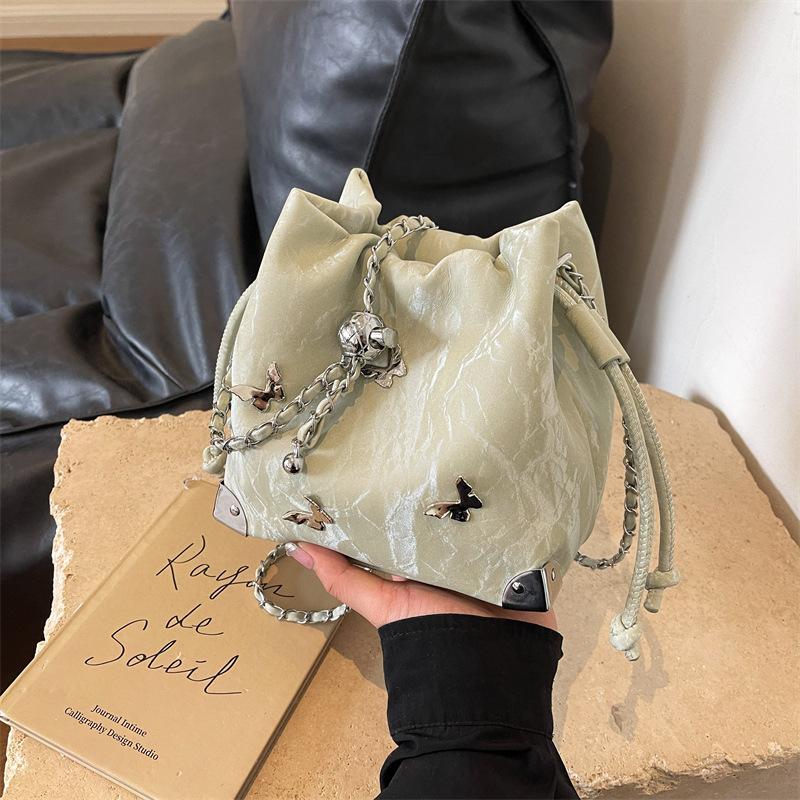 

Літня популярна сумка-відро з бантом, нішевий дизайн, модна універсальна сумка через плече в іноземному стилі, портативна сумка-месенджер із зав язкою 18*12*17 зелений