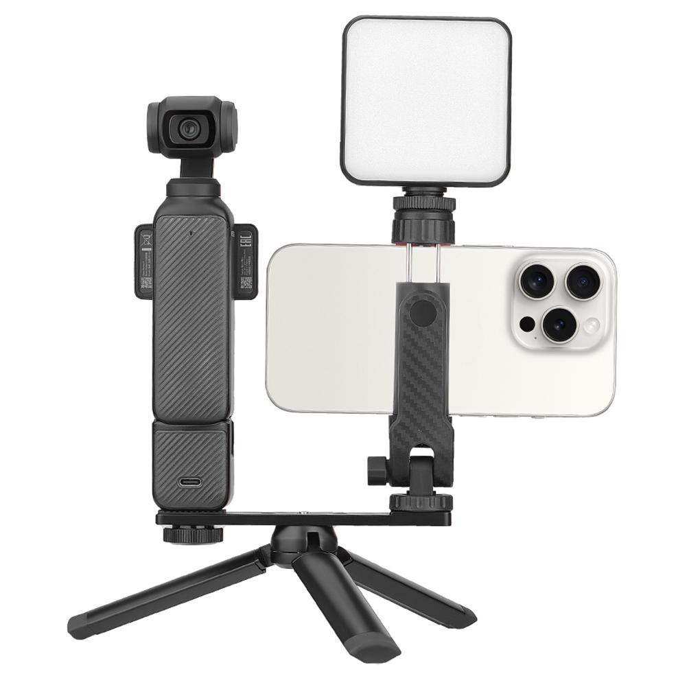 Phone Holder Fixed Bracket for DJI Osmo Pocket 3 Expansion Accessories Fill Light Tripod Clip with 1/4inch Screw & Cold Shoe