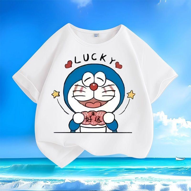 Doraemon Cartoon Children's T-Shirt Summer New Loose Round Neck Casual Fashion Short Sleeve