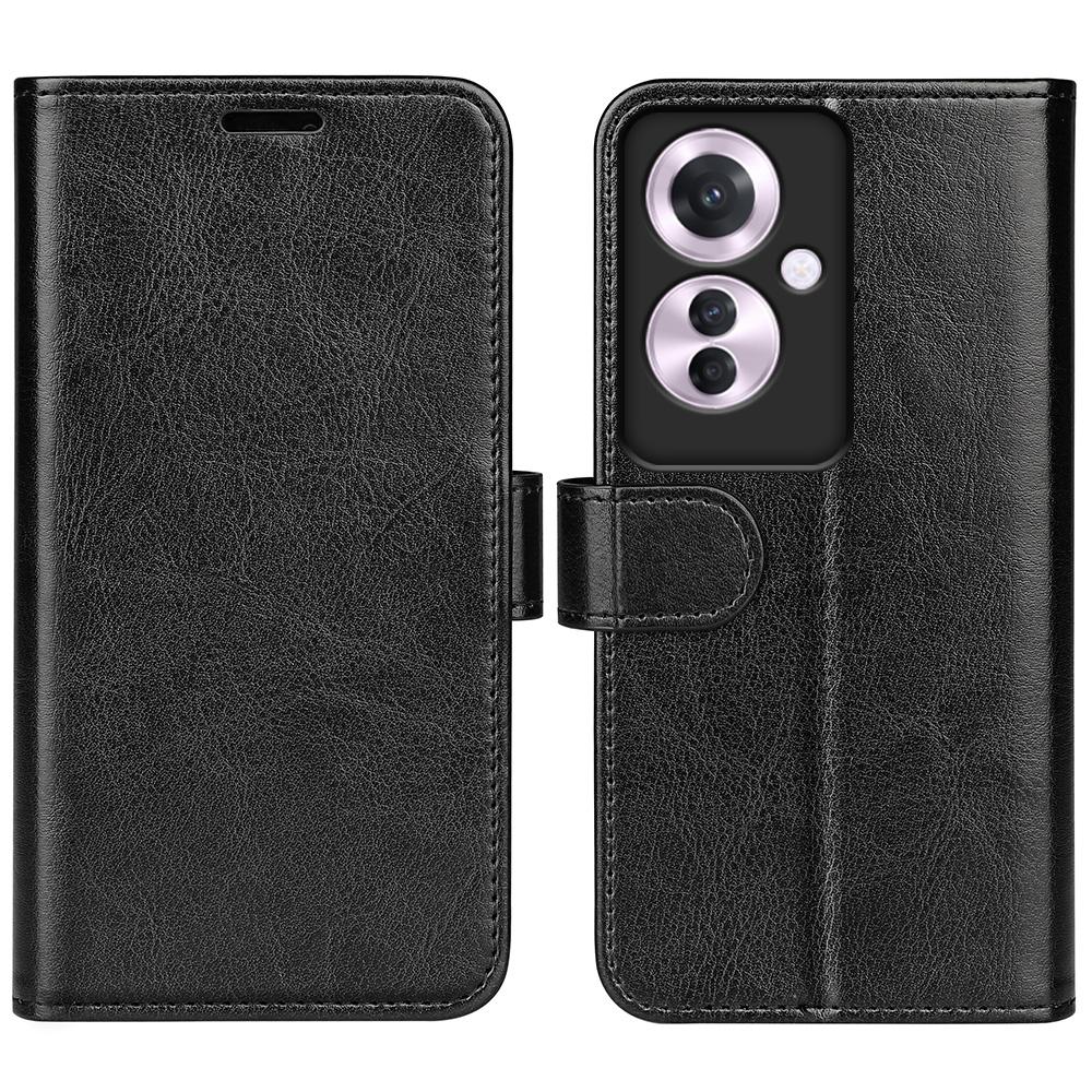 

For Oppo Reno11 F 5G Case Flip Stand Leather Phone Cover Crazy Horse Texture Black