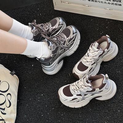 Suction Film Sole Dad Shoes Women's 2025 Spring and Summer New Thick Sole Heightening Retro Sports Shoes Women's Casual Versatile Shoes Children