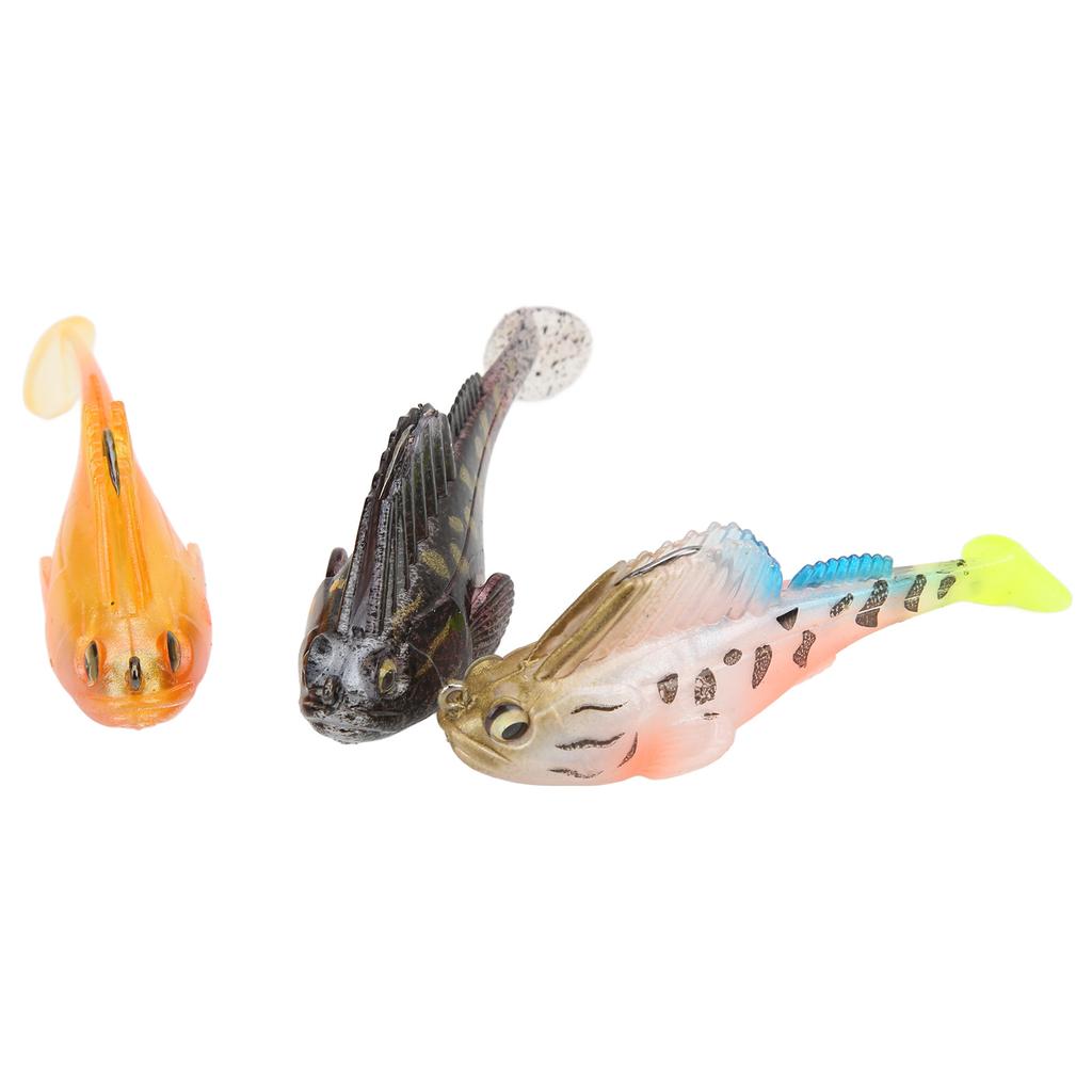 3Pcs Lure Soft Baits Jumping Fish Soft Bait Sinking Artificial Fake Fishing Lure
