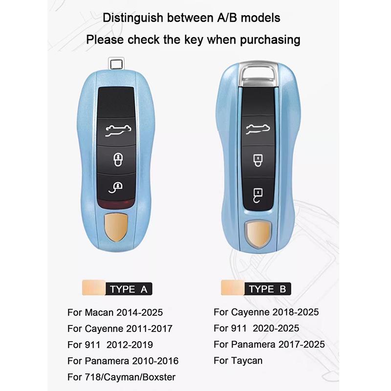 For Porsche Cayenne Mancan Panamera 911 718 Boxster Cayman Taycan 2010-2024 Car Key Paint Case Bordeaux Red Shell Replacement