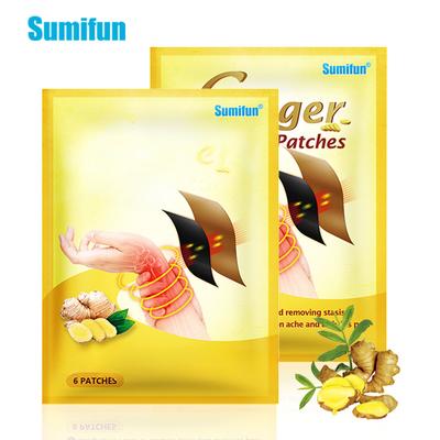 6 Pieces/pack Ginger Tendon Sheath Patch Black Plaster Self-heating Patch