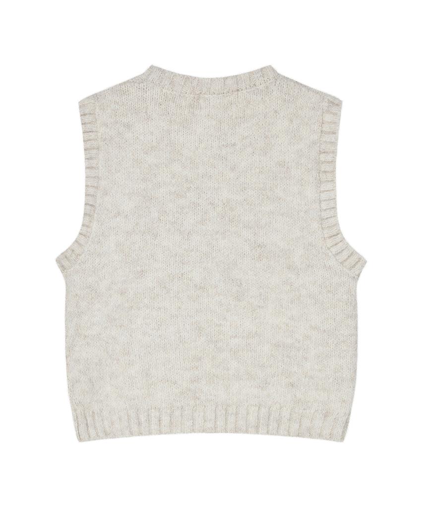 The Green Lab Cat Jacquard Vest [Oatmeal]