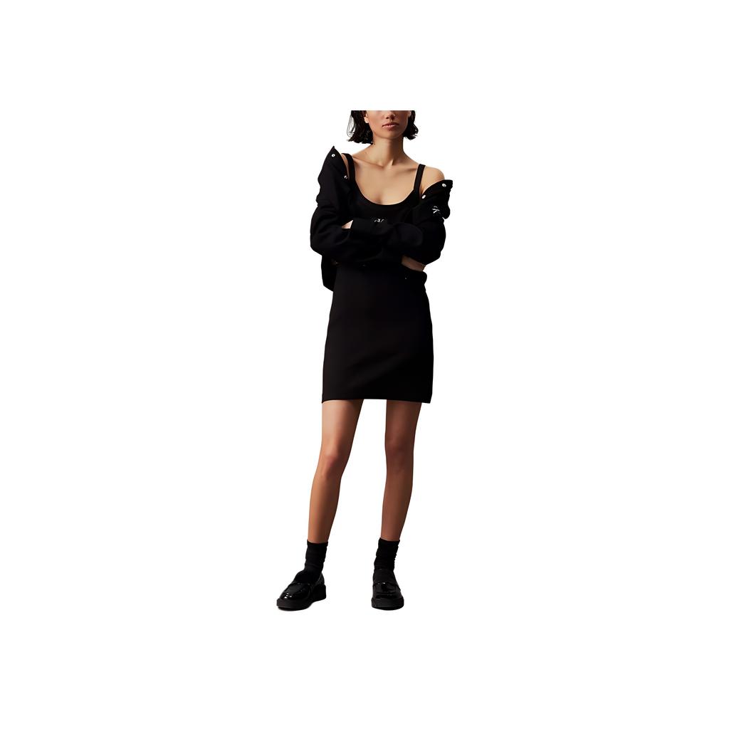 Calvin Klein Comfortable Slim Fit Solid Color Simple Sleeveless Dress Women Dresses Black 0792099010