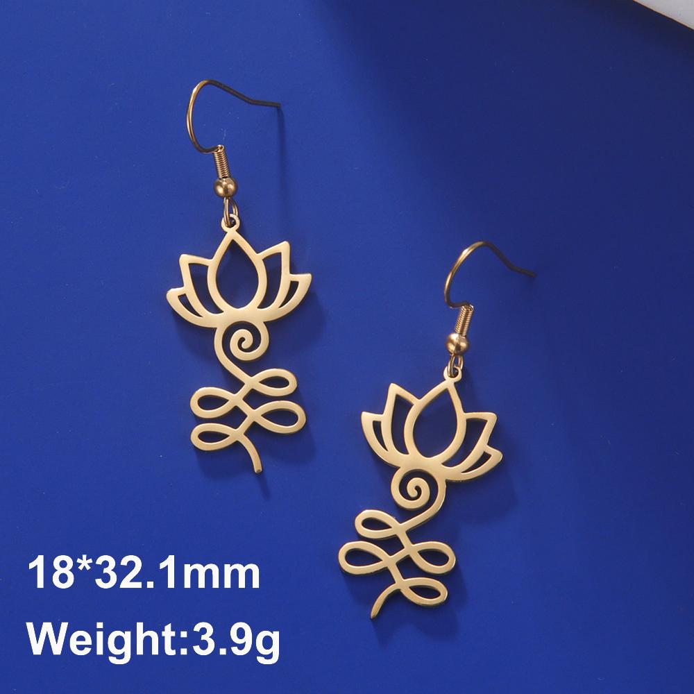 Dawapara Lotus Unalome Earrings Spiritual Shiva Yoga Symbol OM Aum Butterfly Pendant Stainless Steel Jewelry