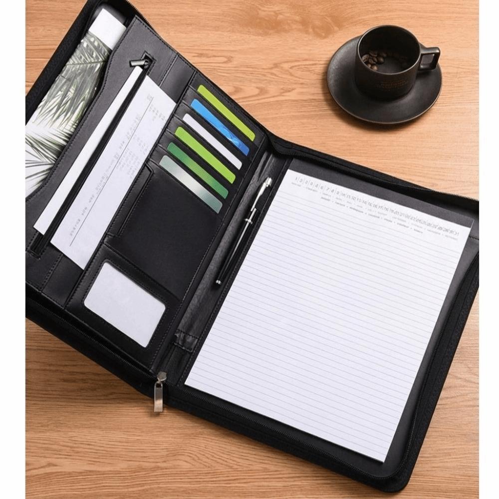 A4 Padfolio mit Reißverschluss Business-Mappe Aktentasche Bürobedarf Dokumenten-Organizer Business
