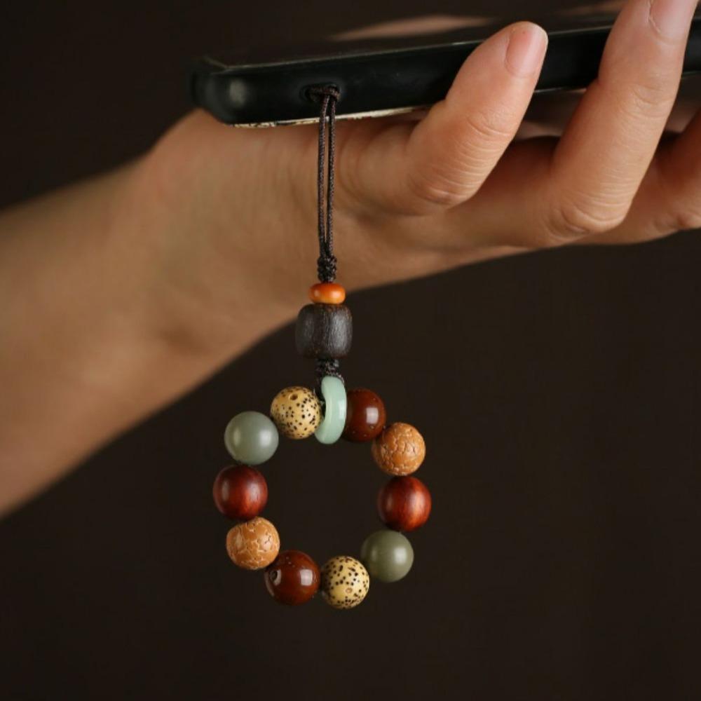 Charm Holzperlenanhänger Tibetische Perlen Schlüsselband Kreativer Autoschlüsselanhänger Rucksackdeko